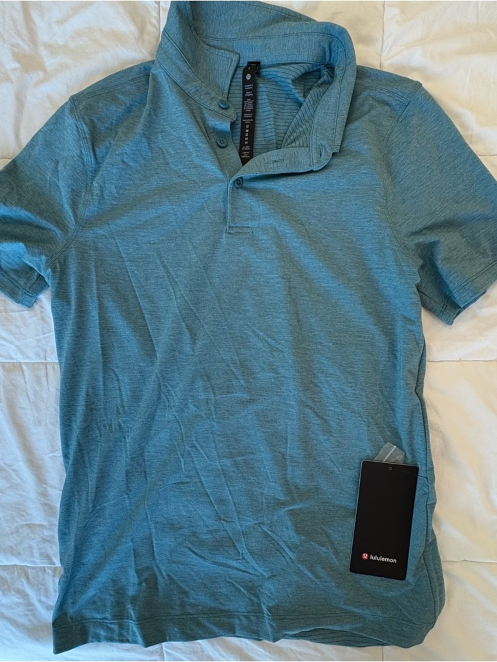 Lululemon Men’s Teal-Blue Short-Sleeve Polo